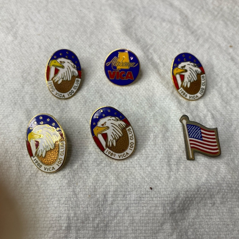 Lot Of Vocational Industrial Clubs Of America Lapel Pins 1986-90. Flag Alabama